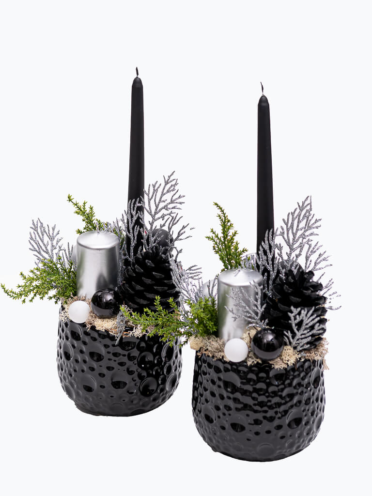 Флореста :: Празнична украса в черно и сребристо